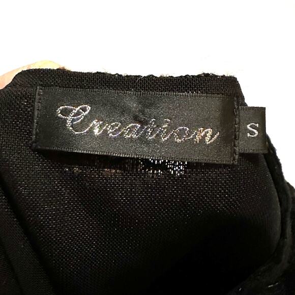 Creation Black Knit Crochet Lace Layer Look Tunic Top Women's S Small - Picture 2 of 8